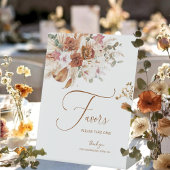 Terracotta Boho Pampas Floral Wedding Favor Sign 台座サイン