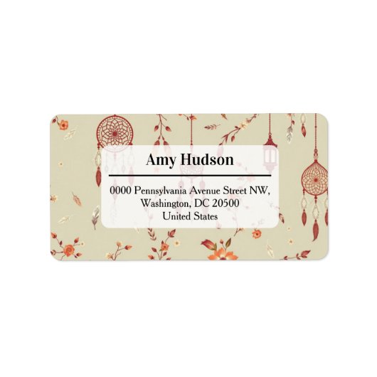 Terracotta Boho Pattern ラベル (正面)