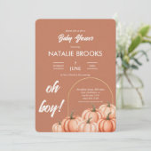 Terracotta Boho Pumpkin Fall Baby Shower 招待状 (スタンド正面)