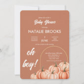 Terracotta Boho Pumpkin Fall Baby Shower 招待状 (正面)