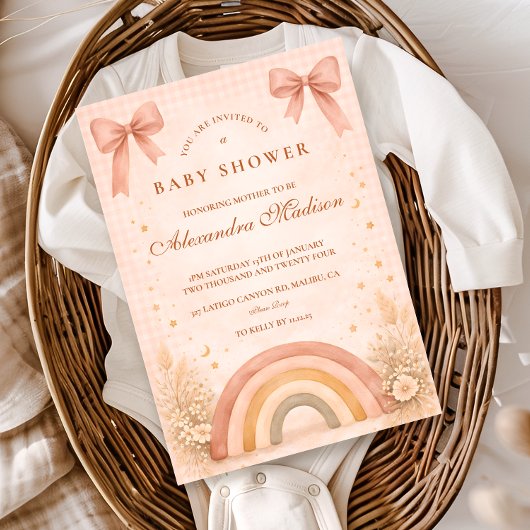 Terracotta Boho Rainbow Baby Shower Baby Shower 招待状
