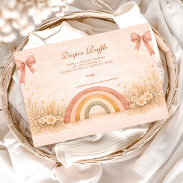 Terracotta Boho Rainbow Baby Shower Diapper Raffle エンクロージャーカード