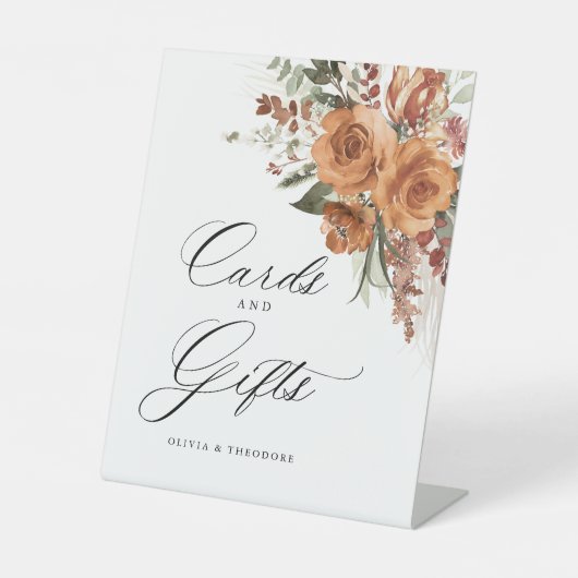 Terracotta Boho Rose Cards & Gifts Wedding Table 台座サイン (正面)