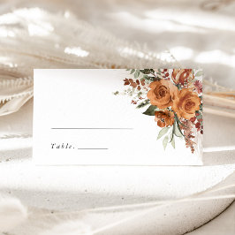 Terracotta Boho Rose Floral Wedding Name プレイスカード