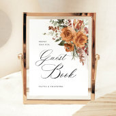 Terracotta Boho Rose Guest Book Wedding Table 台座サイン