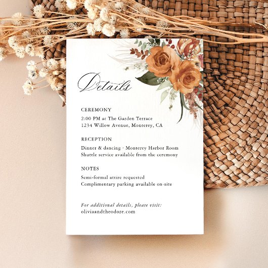 Terracotta Boho Rose Wedding Details, Ceremony エンクロージャーカード