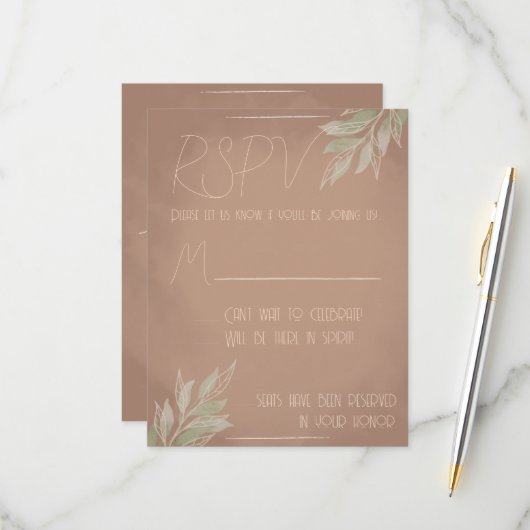 Terracotta Boho RSPV Card 出欠カード (正面/裏面インサイチュ)