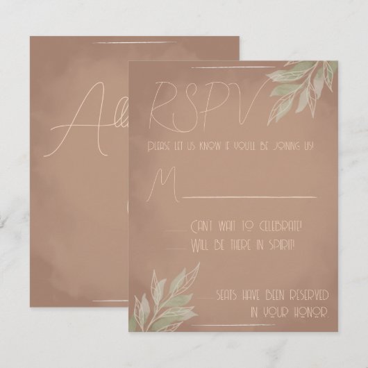 Terracotta Boho RSPV Card 出欠カード (正面/裏面)