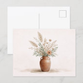 Terracotta Boho Vase Pampas Grass Botanical ポストカード (正面/裏面)