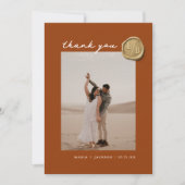 Terracotta Boho Wax Seal Photo'結婚S Thank You サンキューカード (正面)