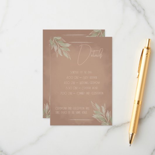 Terracotta Boho Wedding Enclosure Card エンクロージャーカード (正面/裏面インサイチュ)