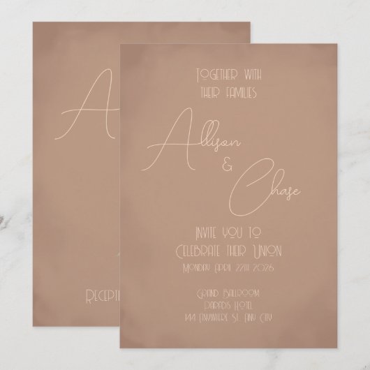 Terracotta Boho Wedding Invitation (style 2) 招待状 (正面/裏面)