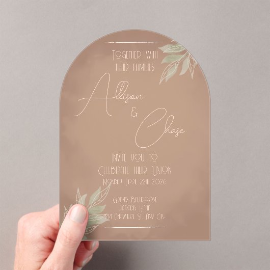 Terracotta Boho Wedding Invitation with Minimalist アクリル招待状 (インサイチュ (ポータブル))