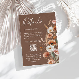 Terracotta Boho Wildflower Wedding Details Card エンクロージャーカード