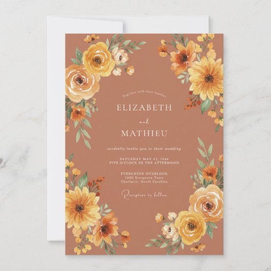 Terracotta Bold Autumn Wedding 招待状 (正面)