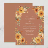 Terracotta Bold Autumn Wedding 招待状 (正面/裏面)