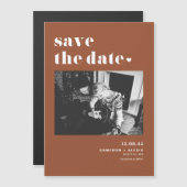 Terracotta Bold Typography Photo Save the Date マグネット招待状 (正面/裏面)