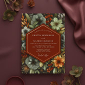 Terracotta Botanical Autumn Wedding 招待状