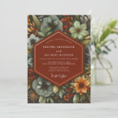 Terracotta Botanical Autumn Wedding 招待状 (スタンド正面)