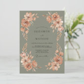 Terracotta Botanical Bloom Wedding 招待状 (スタンド正面)