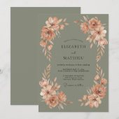 Terracotta Botanical Bloom Wedding 招待状 (正面/裏面)