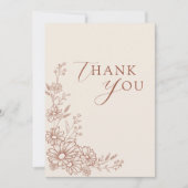 Terracotta Botanical Daisy Garden Wedding サンキューカード (正面)