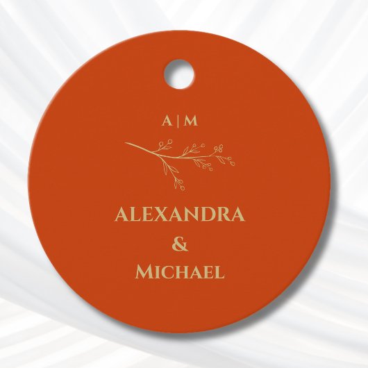 Terracotta Botanical Minimalist Wedding Thank You フェイバータグ