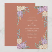 Terracotta Botanical Romance Wedding 招待状 (正面/裏面)