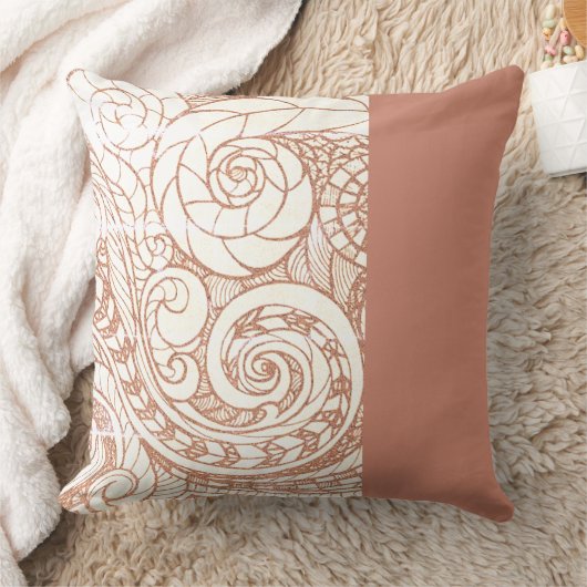 Terracotta Botanical Swirl クッション (ブランケット)