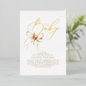 Terracotta Bow Fall Gender Neutral Baby Shower 箔招待状 (立ち正面)