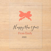 Terracotta bow happy new year name year boho retro アクリル招待状 (正面)