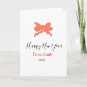 Terracotta bow happy new year name year boho retro カード (正面)