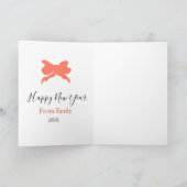 Terracotta bow happy new year name year boho retro カード (内部)