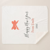 Terracotta bow happy new year name year boho retro シェルパブランケット (正面(横))