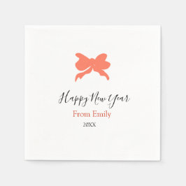 Terracotta bow happy new year name year boho retro スタンダードカクテルナプキン