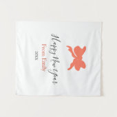 Terracotta bow happy new year name year boho retro タペストリー (正面(横))