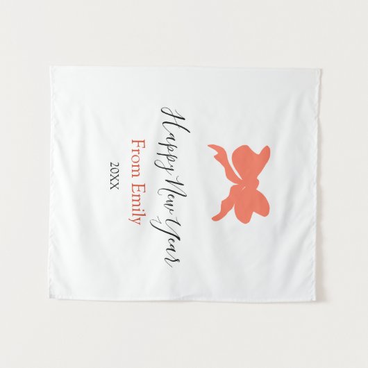 Terracotta bow happy new year name year boho retro タペストリー (正面(横))