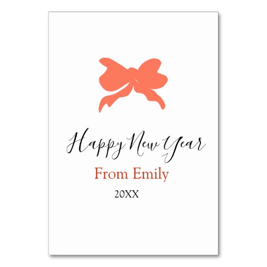 Terracotta bow happy new year name year boho retro テーブルナンバー (正面)