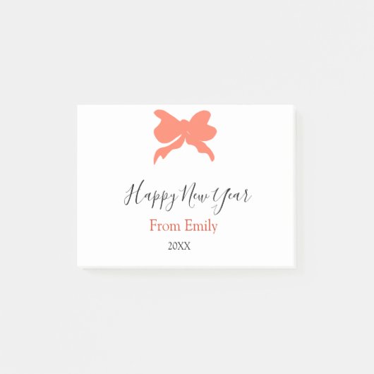 Terracotta bow happy new year name year boho retro ポストイット (正面)