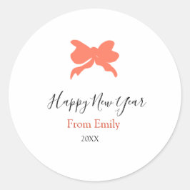 Terracotta bow happy new year name year boho retro ラウンドシール