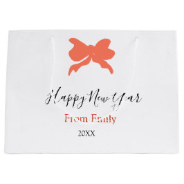 Terracotta bow happy new year name year boho retro ラージペーパーバッグ