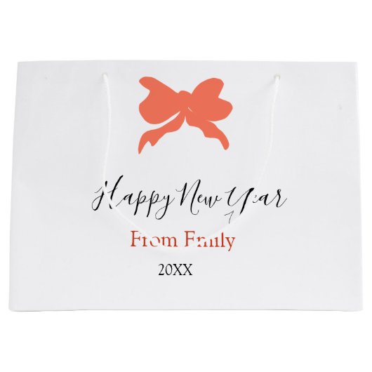 Terracotta bow happy new year name year boho retro ラージペーパーバッグ (正面)