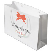 Terracotta bow happy new year name year boho retro ラージペーパーバッグ (裏面アングル)