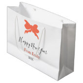 Terracotta bow happy new year name year boho retro ラージペーパーバッグ (正面アングル)