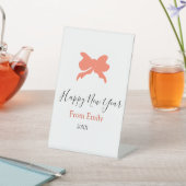 Terracotta bow happy new year name year boho retro 台座サイン (インサイチュ)