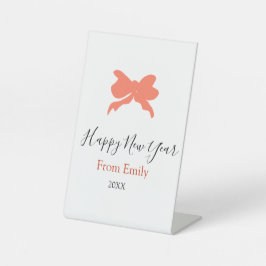 Terracotta bow happy new year name year boho retro 台座サイン