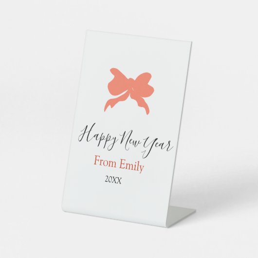 Terracotta bow happy new year name year boho retro 台座サイン (正面)