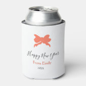 Terracotta bow happy new year name year boho retro 缶クーラー (缶正面)