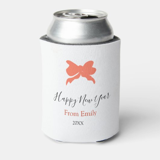 Terracotta bow happy new year name year boho retro 缶クーラー (缶裏面)