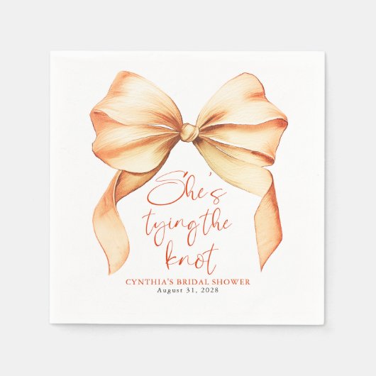 Terracotta Bow She's Tying the Knot Bridal Shower スタンダードカクテルナプキン (正面)